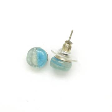 Round Glass Stud Earrings - Assorted