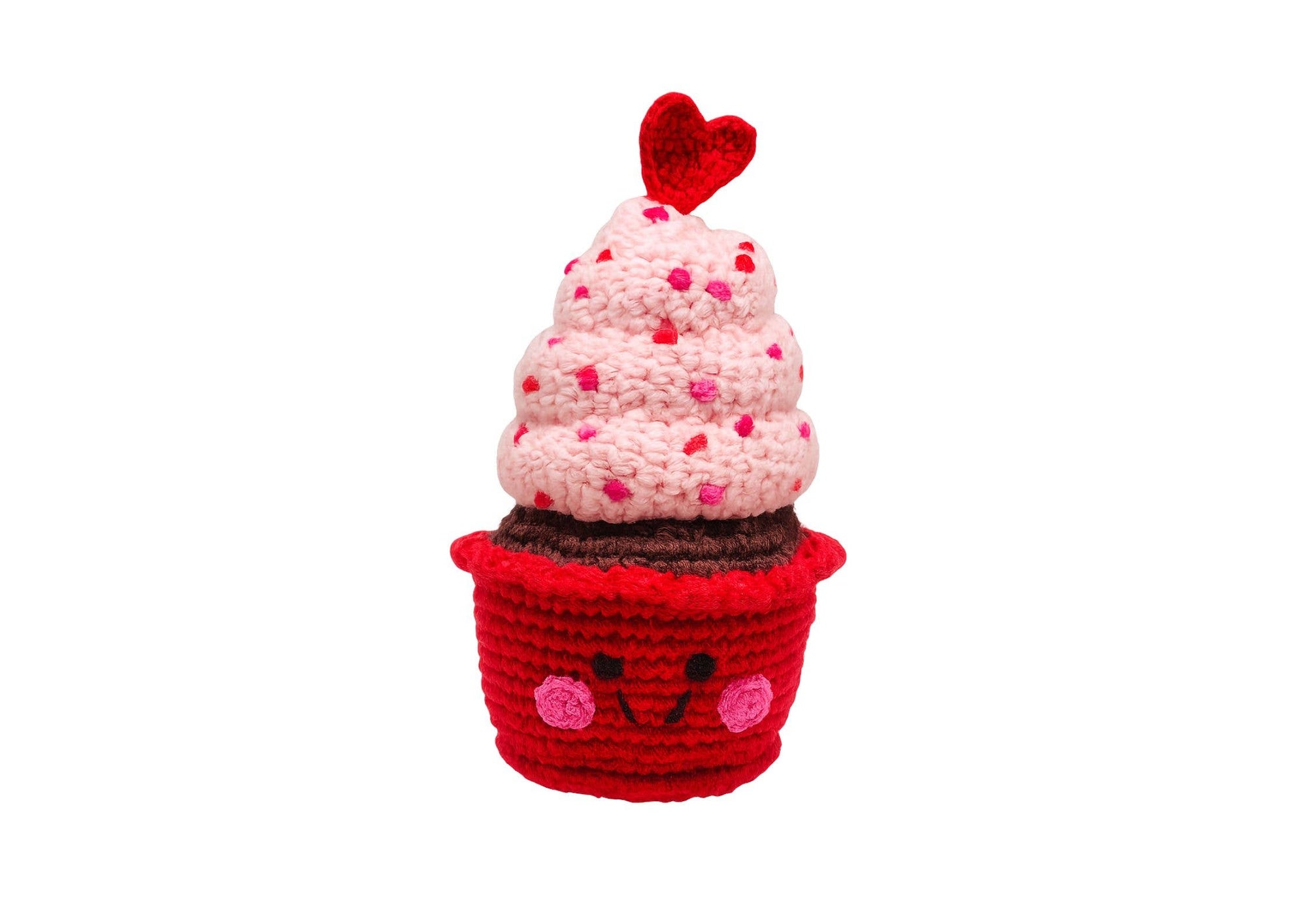 Handmade Chocolate Cupcake Rattle – Organic Cotton Baby Toy