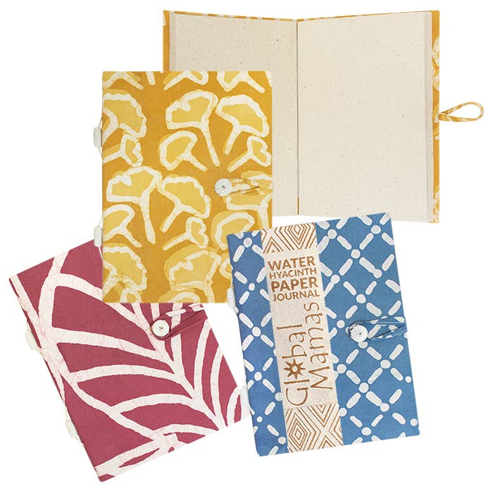 Large Water Hyacinth Batik Journal - Assorted