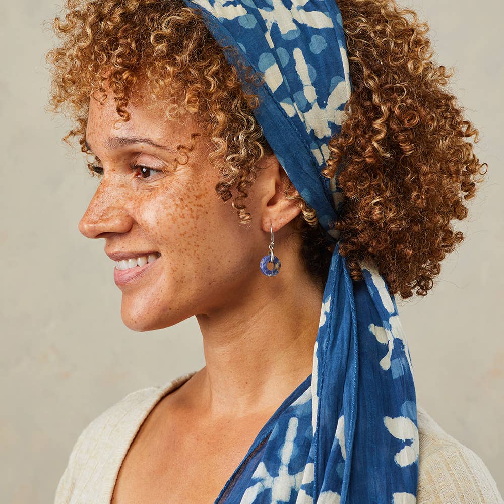 Blue/White Dragonfly Scarf 82&quot; L