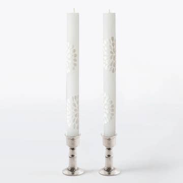 White/White Taper Candle - Set of 2