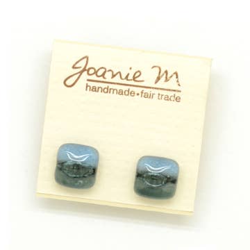 Square Glass Stud Earrings - Assorted
