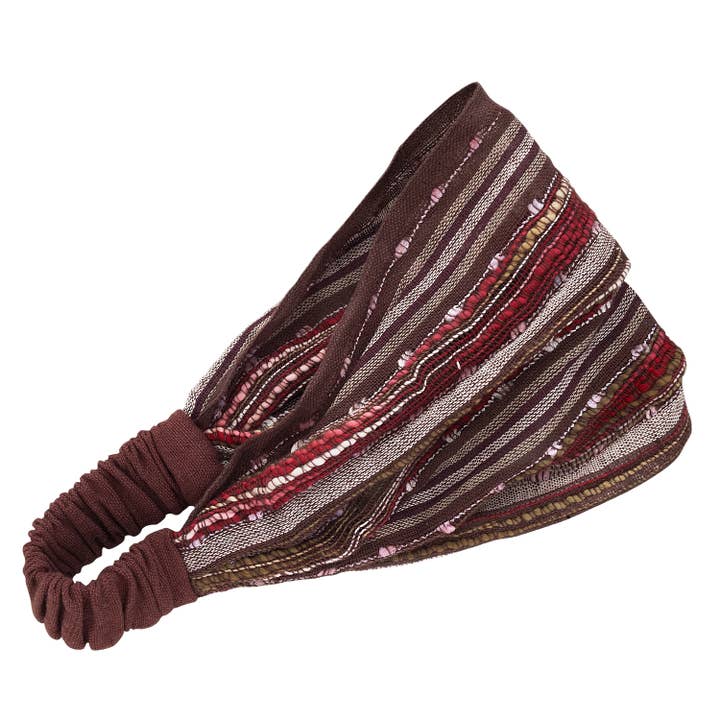 Brown Stripes Cotton Headband (7" W)
