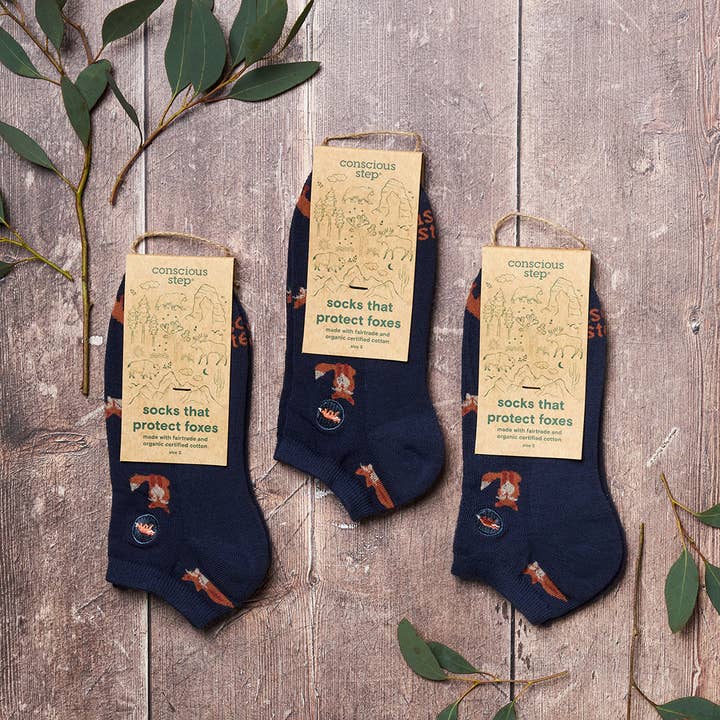 Blue Protect Foxes Footie Socks, Small