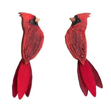 Cardinal Gourd/Fabric/Crystal Earrings