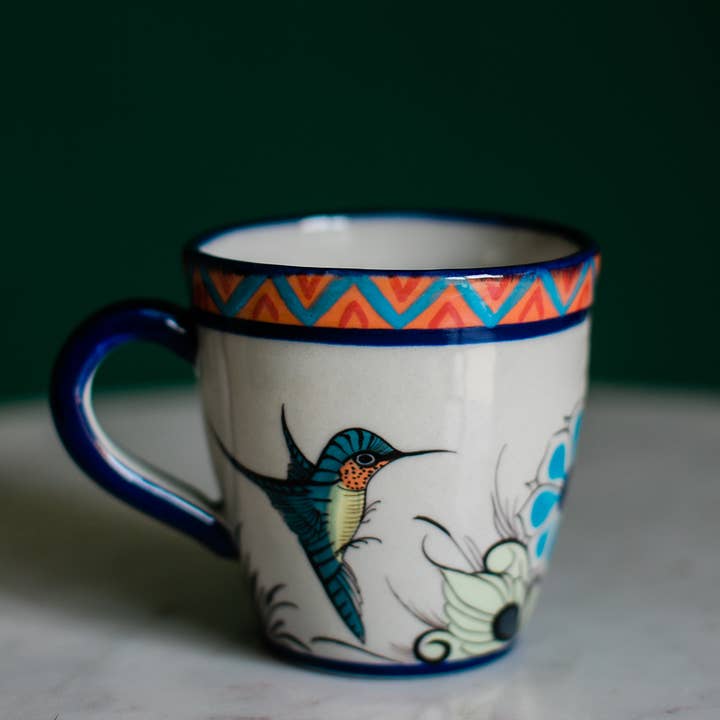 Wild Bird Painted Ceramic Latte Mug
