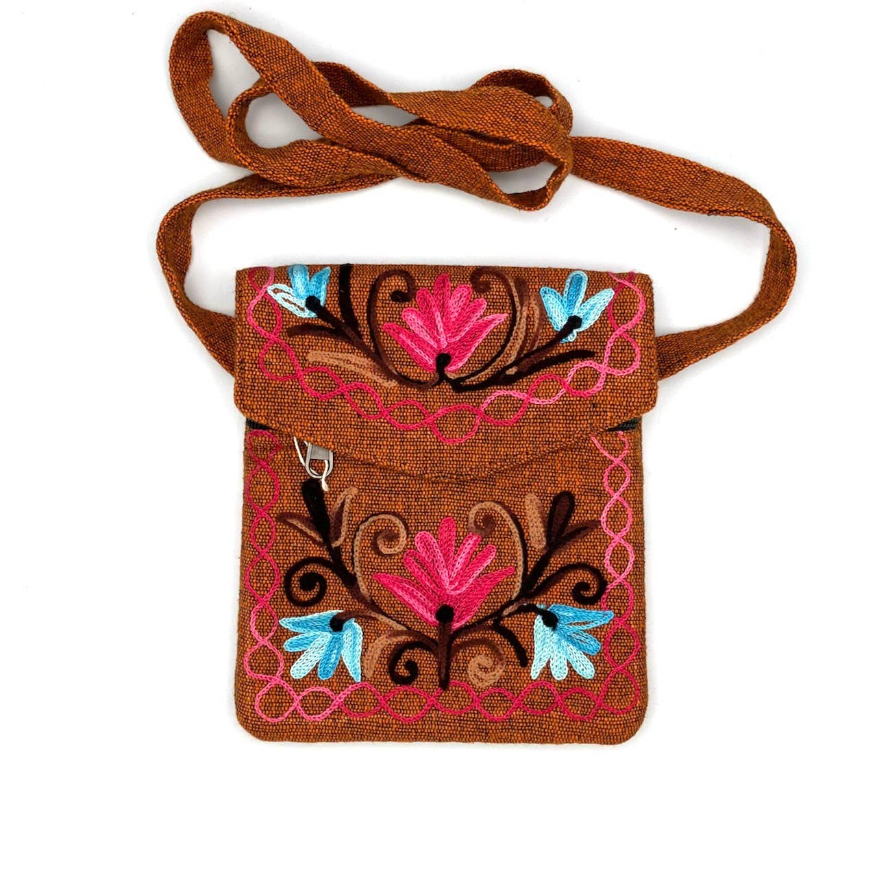 Embroidered Floral 3-Pocket Shoulder Bag - Assorted
