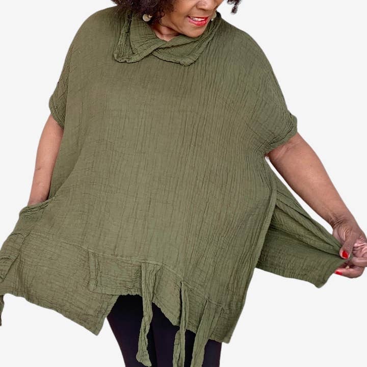 Gauzy Cotton Poncho Shirt