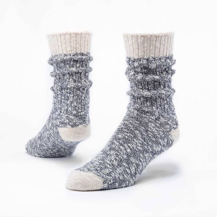 Heathered Ragg Organic Cotton Socks - Navy, Medium (9-11)
