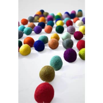 Multicolor Felt Balls Garland (10' )