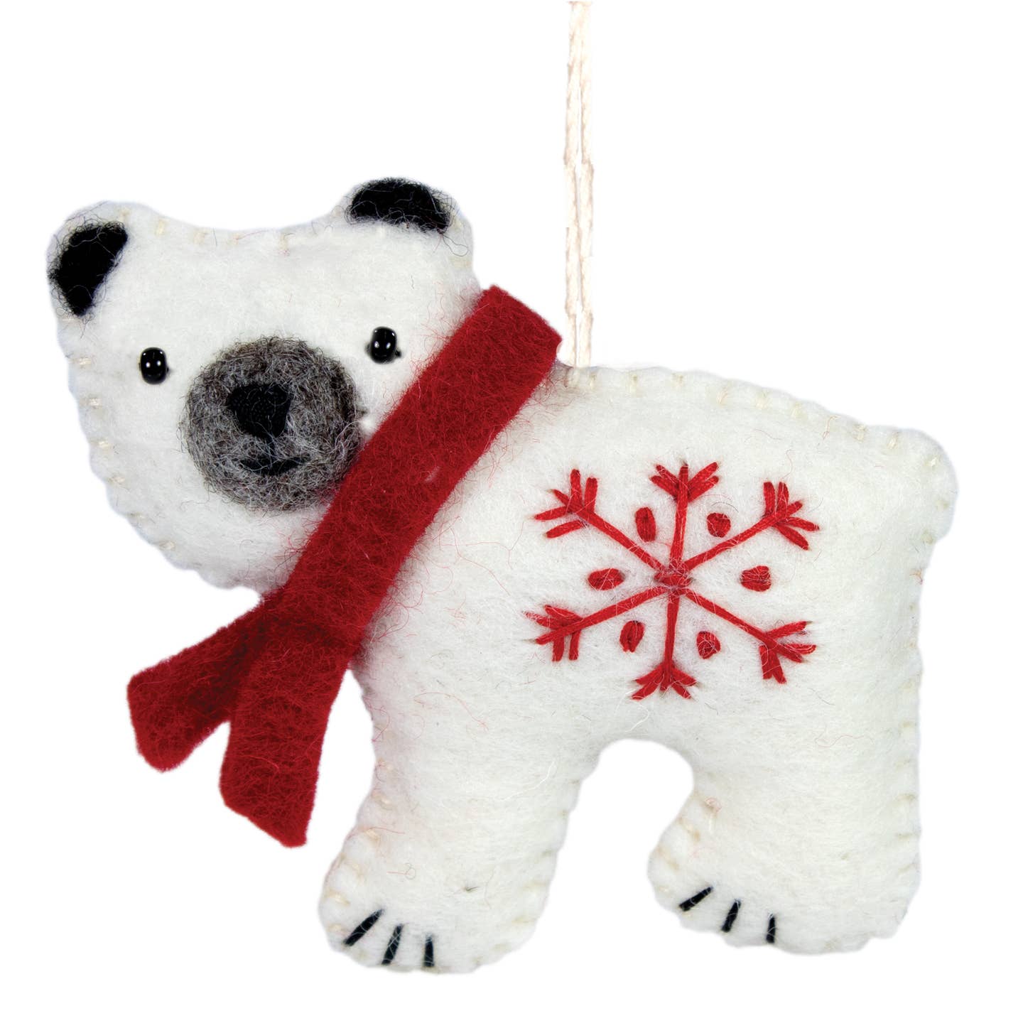 Polar Bear Snowflake Felt Ornament