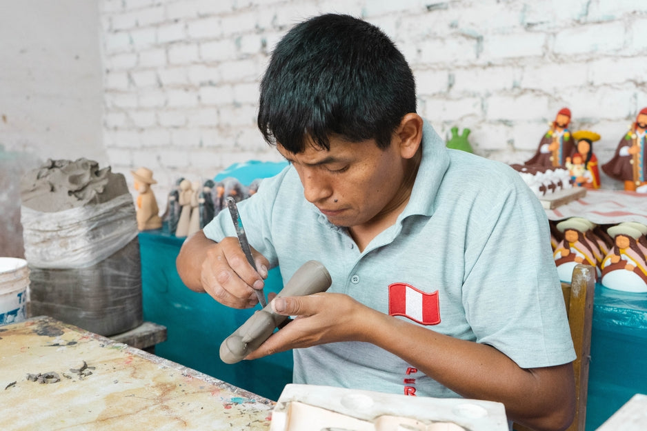 Burgundy/Bronze Serene Ceramic Nativity (5.5&quot; H) - Set of 5