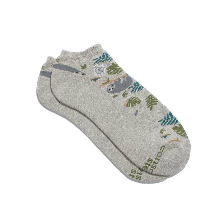 Grey Footies Socks That Protect Sloths, Medium