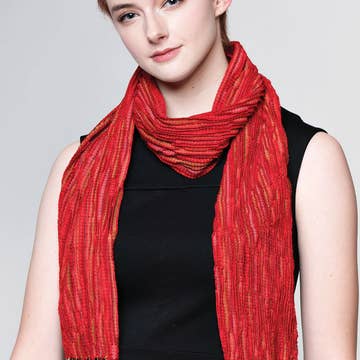 Red Revati Silk &amp; Wool Scarf