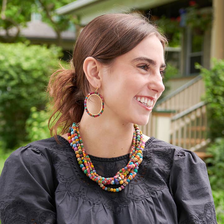 Kantha/Gold Milieu Hoop Earrings