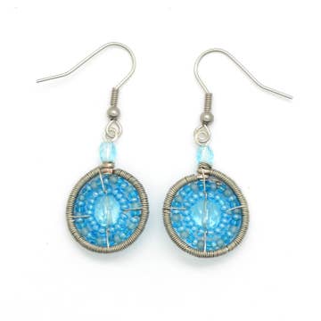Bead And Wire Circle Earrings