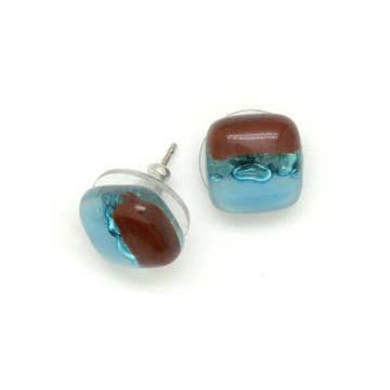 Square Glass Stud Earrings - Assorted