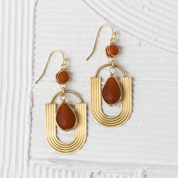 U-Shaped Drop Glass Bead Earrings