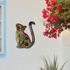 Painted Cutmetal Happy Cat Wall Hanging (13&quot; )