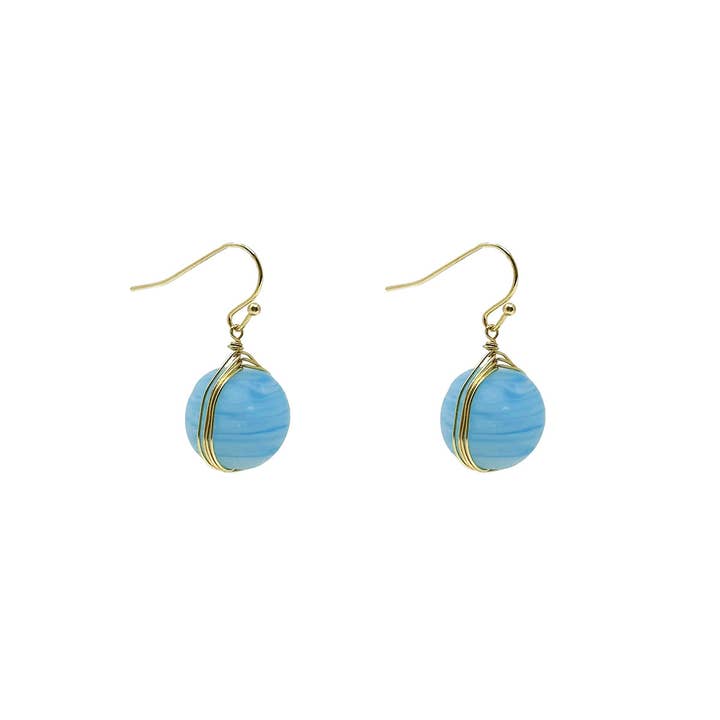Turquoise Marble Glass Earrings