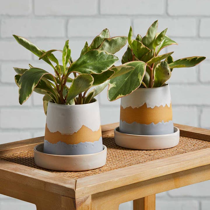 Mountain Design Ceramic Planter