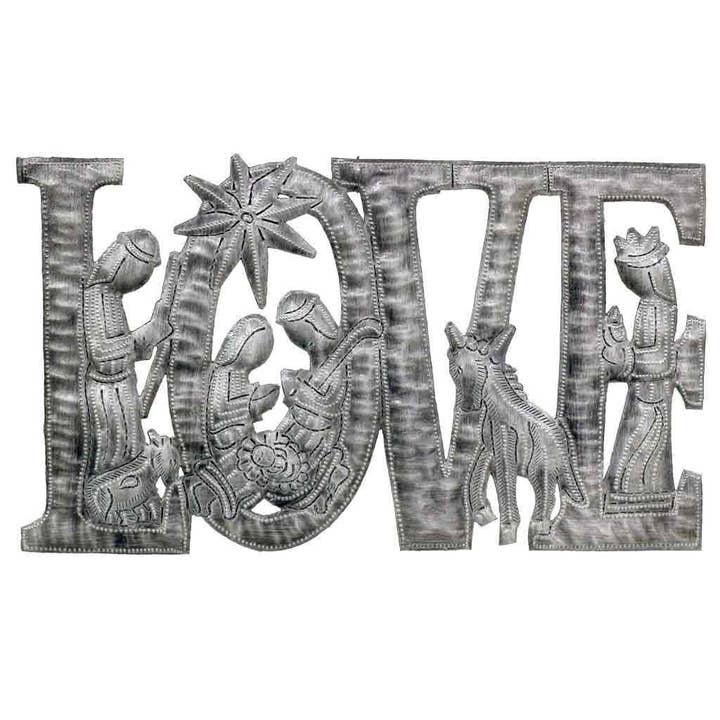 Love Nativity Wall Hanging - Cut Metal