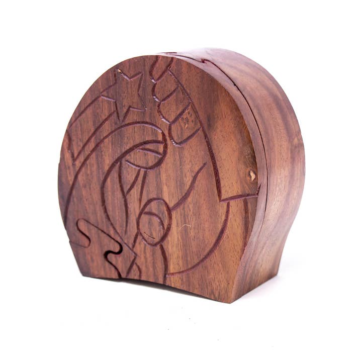 Shesham Wood Nativity Puzzle Box