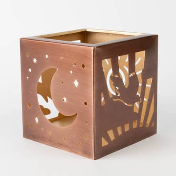 Day &amp; Night Iron Candleholder Cube (5&quot; Sq)