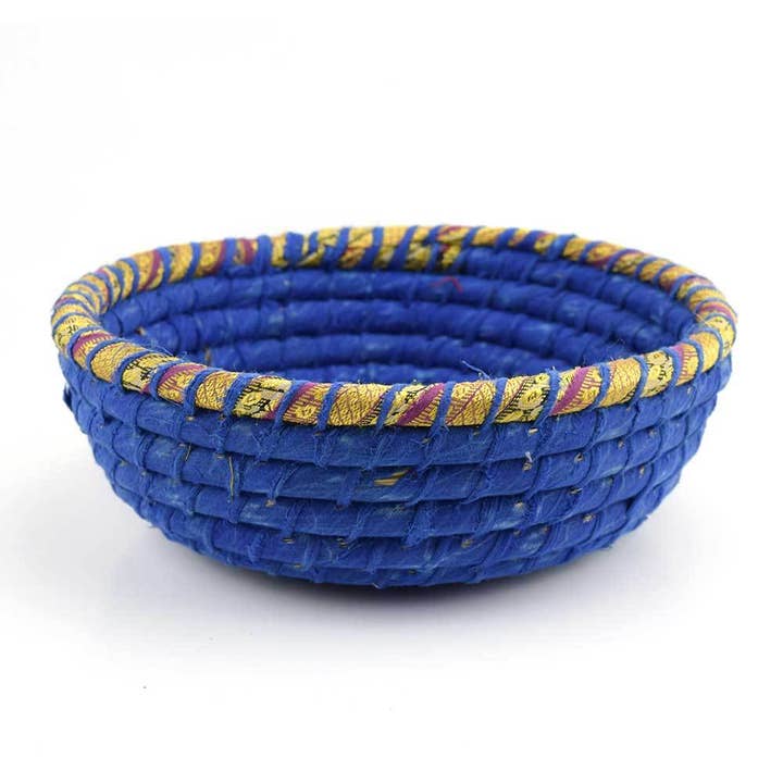 Indigo Bowl Chindi Basket (9" D)