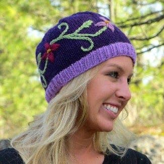 Flower & Vine Wool Knit Hat - Assorted