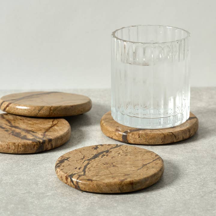 Bidasar Stone Coasters (4" D) - Set Of 4