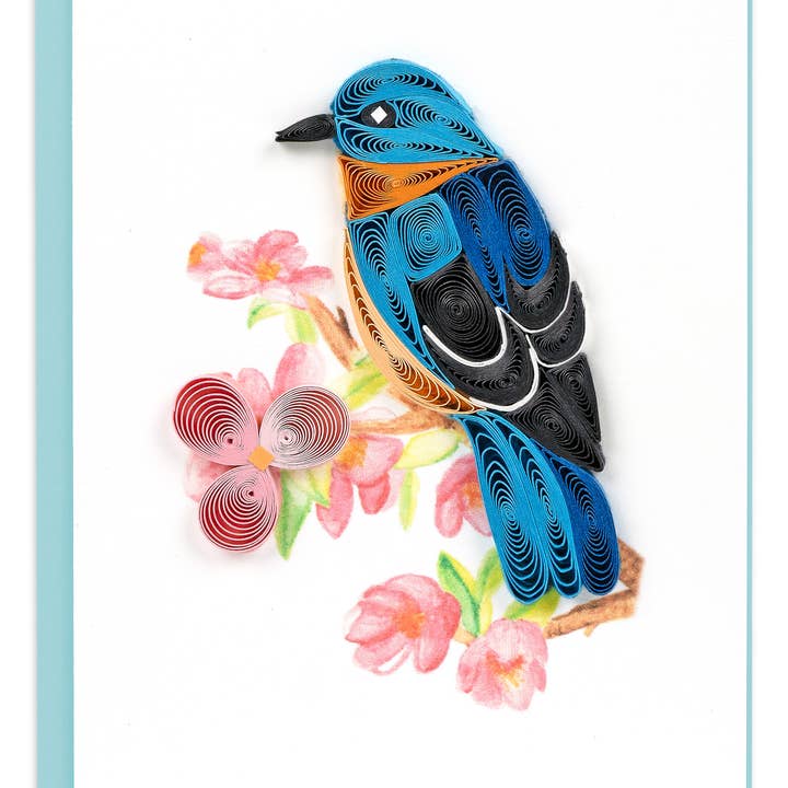Quilled Bluebird on Flower Branch Gift Enclosure