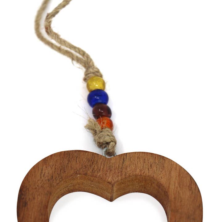 Acacia Wood/Recycled Iron Heart Chime