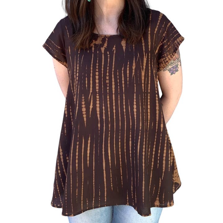 Jenna Tie Dye Cap Sleeves Shirt - Assorted