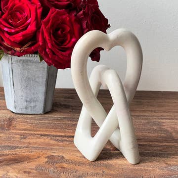 Kisii Stone Eternal Knot Heart Sculpture (6&quot; H)
