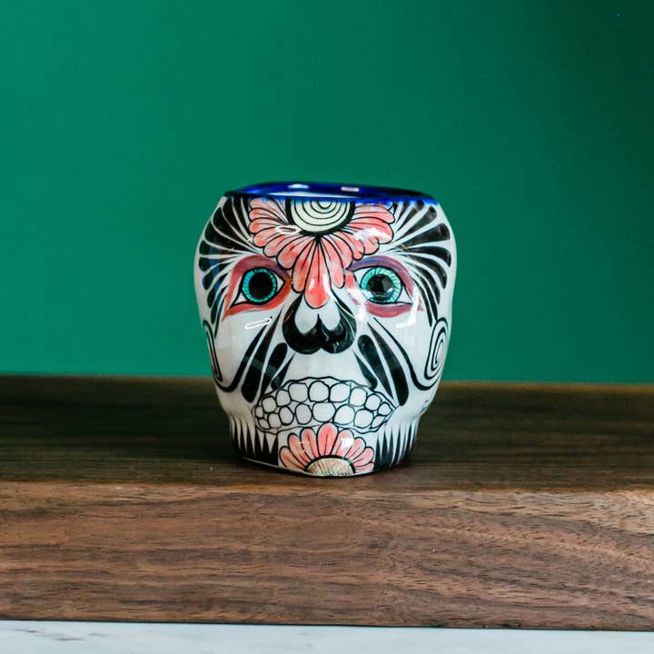 Sugar Skull Skeleton Painted Ceramic Mug