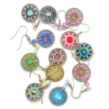 Bead And Wire Circle Earrings