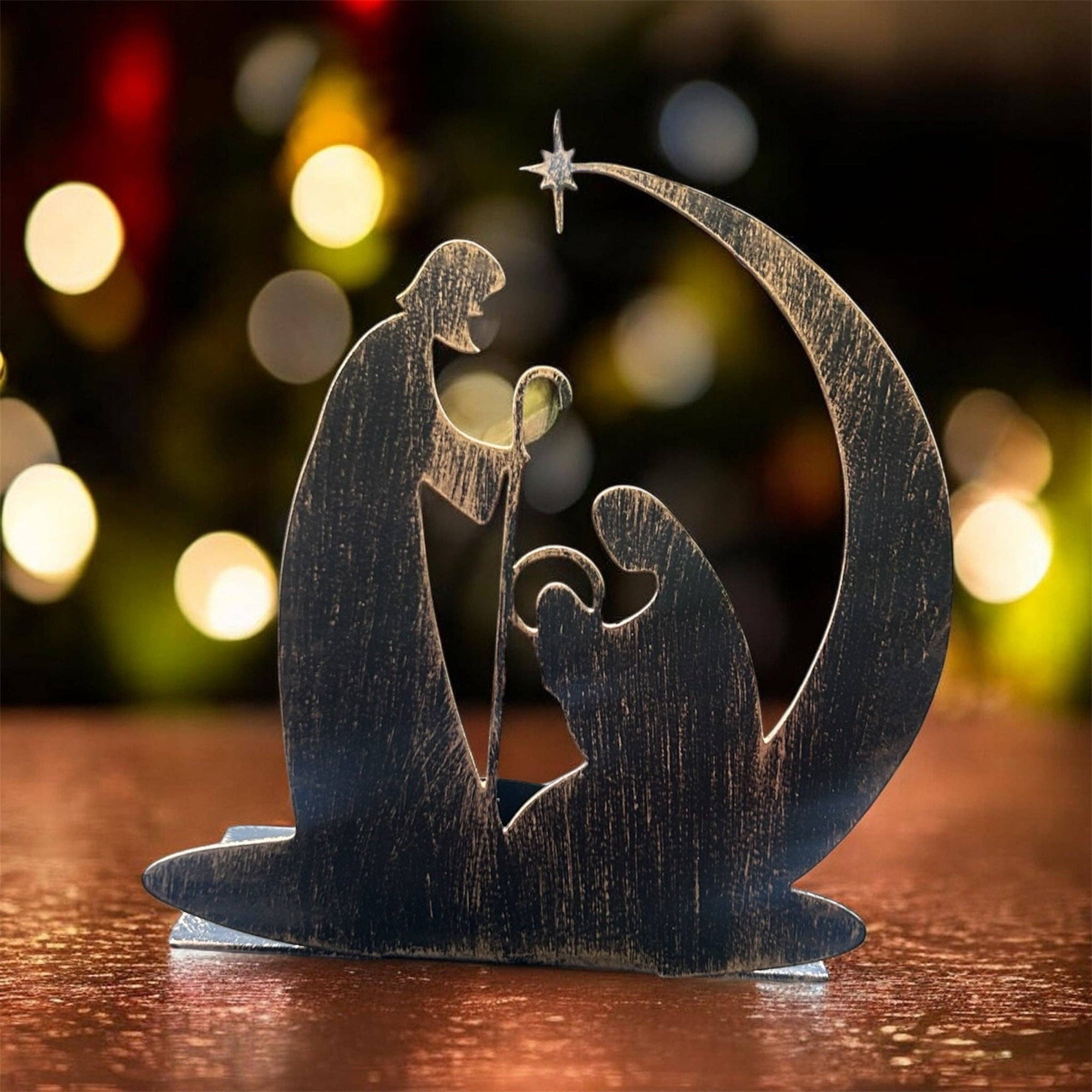 Silhouette Nativity Scene Candle Holder