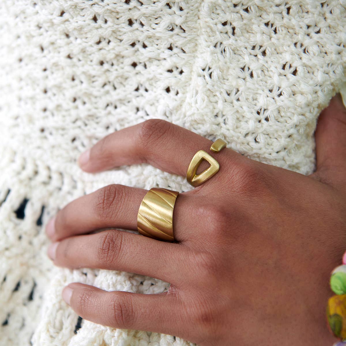 Gold-Plated Open Triangle Wrap Ring