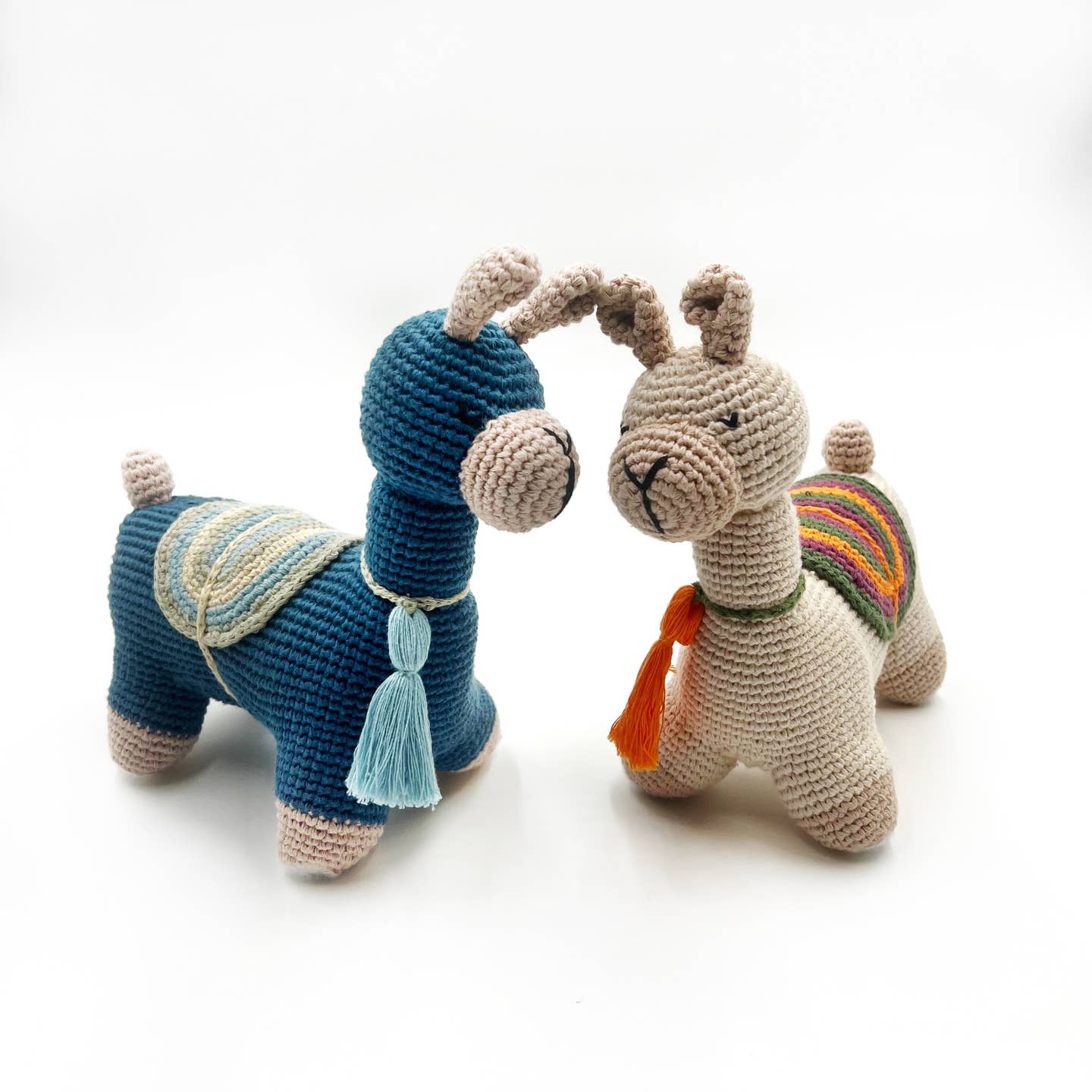 Blue Plush Llama Organic Crochet Cotton