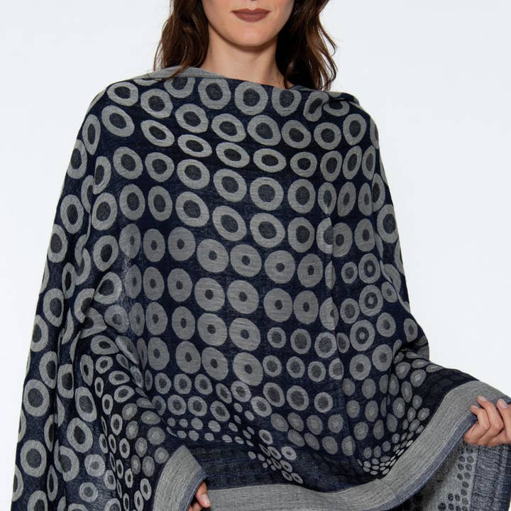 Black/Silver Kalya Cotton & Wool Scarf