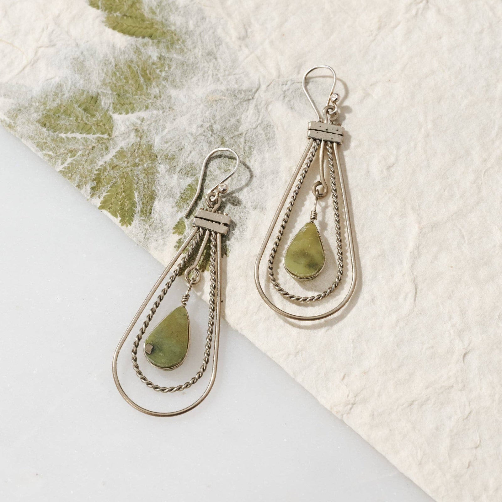 Serpentine Stone Teardrop Earrings