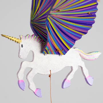 Purple Handpainted Unicorn Flying Mobile