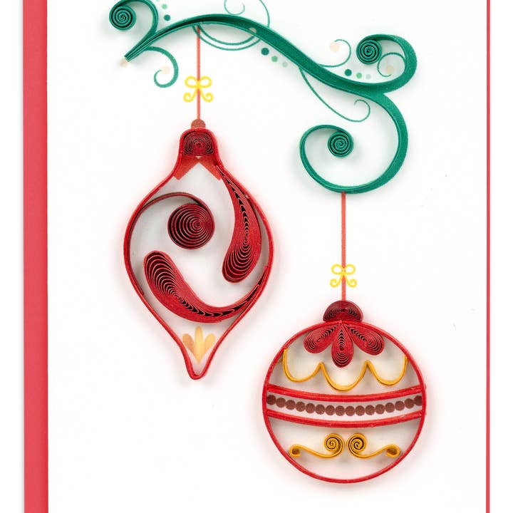 Red & Gold Gift Enclosure Ornament Quilled Card
