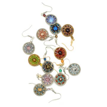 Bead And Wire Circle Earrings