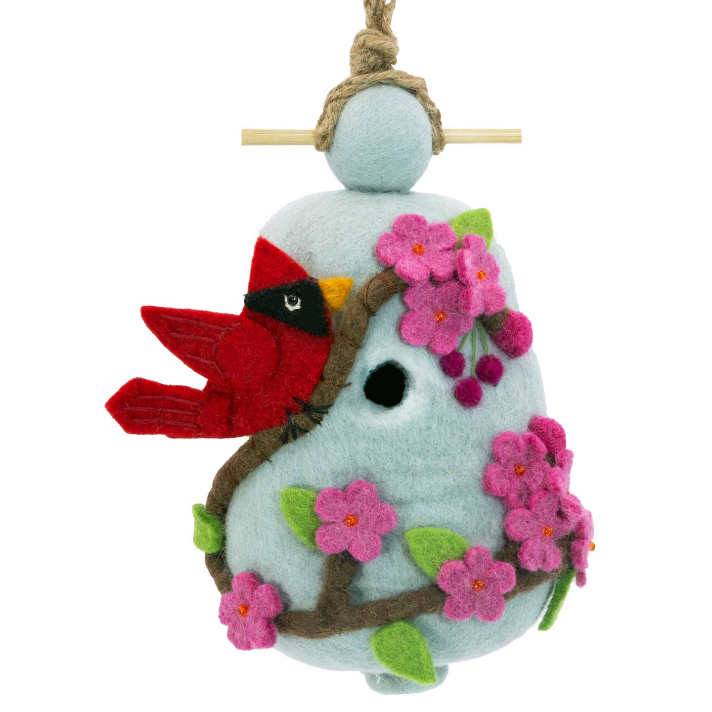 Cherry Cardinal Felt Birdhouse