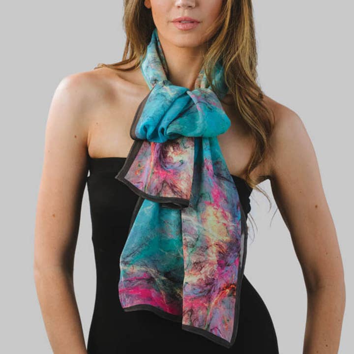 Turquoise & Orchid  Aloka Cupro Scarf