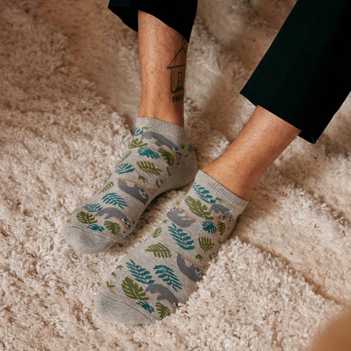 Grey Footie Socks That Protect Sloths, Small