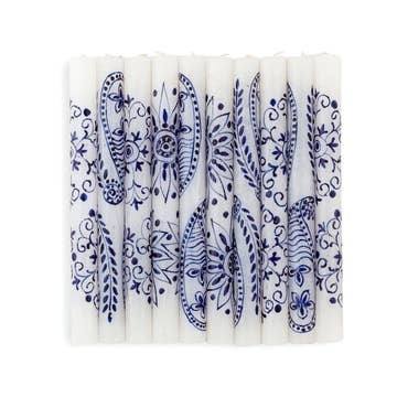Blue/White Taper Candle - Set of 2