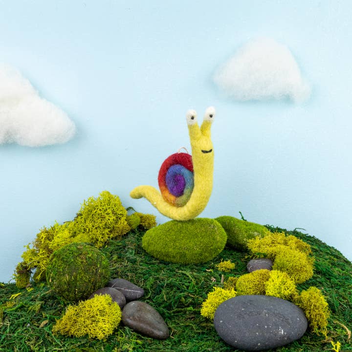 Rainbow Snail Felt Ornament
